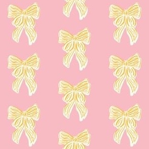Hand drawn Yellow Coquette Bow on Pink