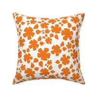 Small Floral Silhouette Orange on White