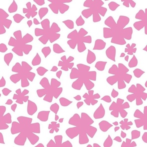 Small Floral Silhouette Pink on White