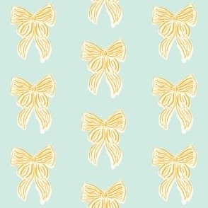 Hand drawn Yellow Coquette Bow on Mint Green