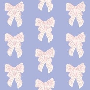 Hand drawn Pink Coquette Bow on Light Blue