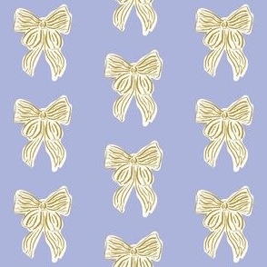 Hand drawn Mustard Yellow Coquette Bow on Light Blue