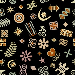 African Adinkra Symbols - Black Background - Design 16594272