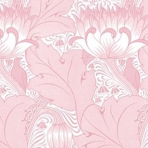 1893 Vintage Birds, Acanthus, and Tulips by Louis Foreman Day in Cameo Pink - Coordinate