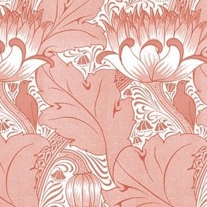 1893 Vintage Birds, Acanthus, and Tulips by Louis Foreman Day in Aged Terra Cotta - Coordinate