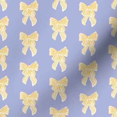 Hand drawn Yellow Coquette Bow on Light Blue