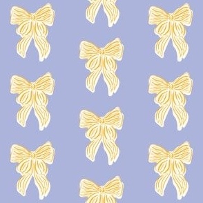 Hand drawn Yellow Coquette Bow on Light Blue