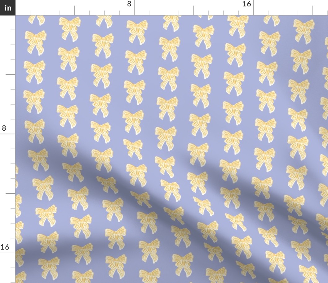 Hand drawn Yellow Coquette Bow on Light Blue