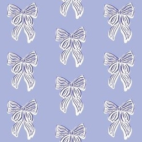Hand drawn Navy Blue Coquette Bow on Light Blue