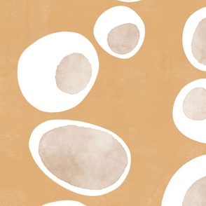 Minimal abstract composition of large white and brown dots overlapped - large