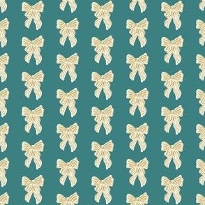 Hand drawn Mustard Yellow Coquette Bow on Teal