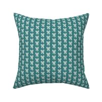 Hand drawn Green Coquette Bow on Teal