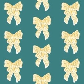 Hand drawn Yellow Coquette Bow on Teal