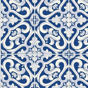 large scale // Italian tile Blue and white Decorative ceramic tile 2