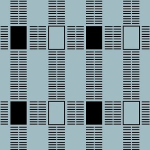 (m) Minimal Line Block Rectangles - modern retro lines - black on Bay Blue