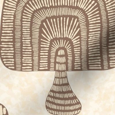 Minimalist Abstract Mushrooms - Beaver Brown on Cream, 24-inch repeat, ap262p-1
