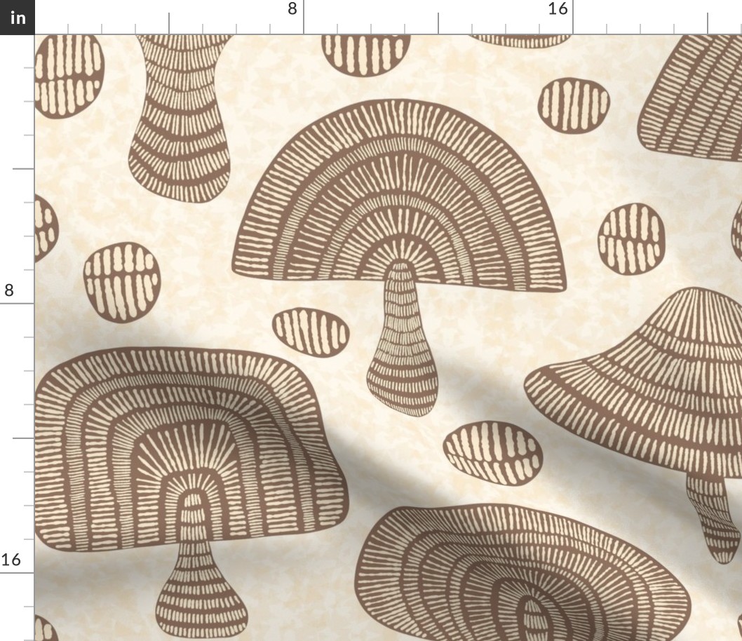 Minimalist Abstract Mushrooms - Beaver Brown on Cream, 24-inch repeat, ap262p-1