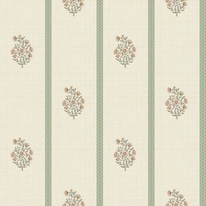 (S) Mughal Flower in warm minimalism with decorative vertical border