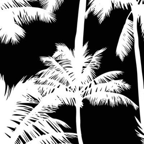 Palm Trees / White on Black Background / Extra Large Scale 