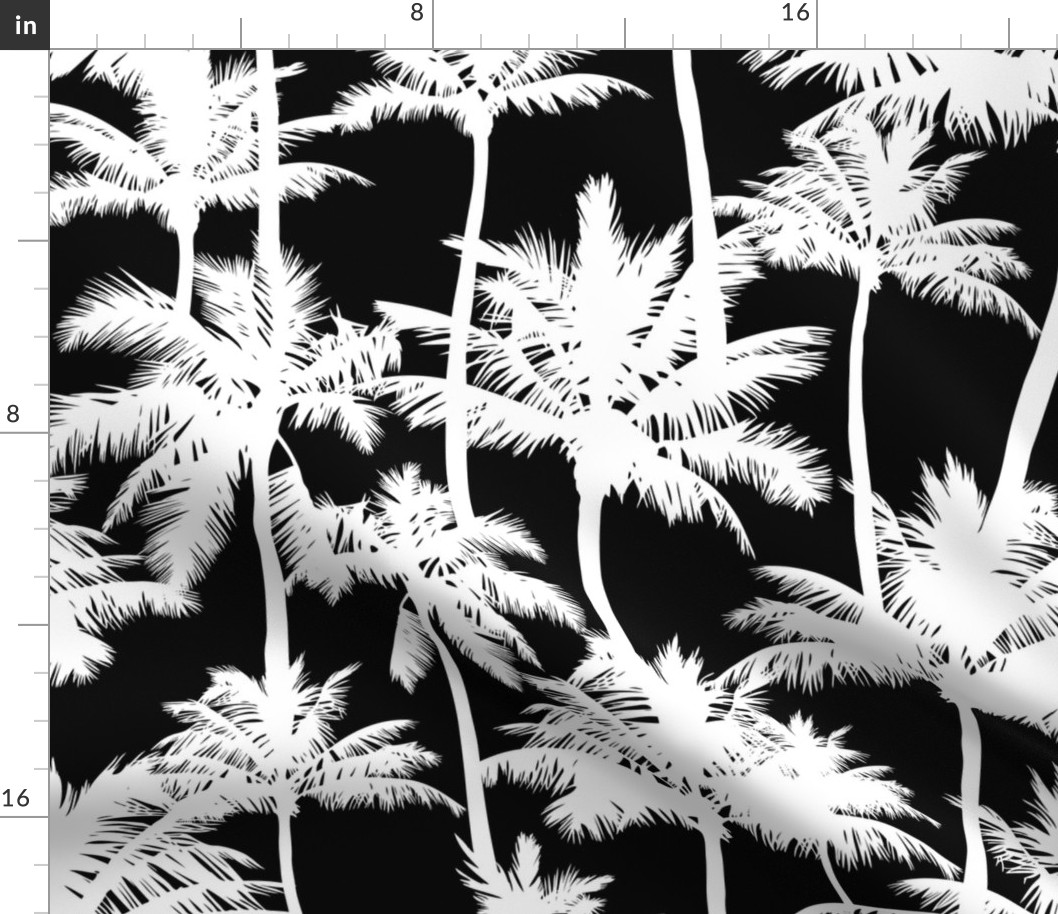 Palm Trees / White on Black Background / Extra Large Scale 