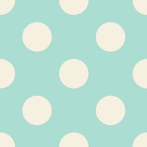 Beige-white-regular-polka-dots-on-vintage-kitschy-soft-pastel-1950s-soft-pastel-baby-blue---XL-jumbbo