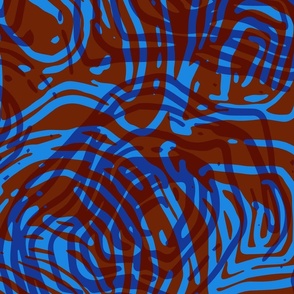 Curve stripes, animal texture, abstract shapes: brown, blue