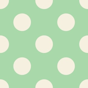 Beige-white-regular-polka-dots-on-vintage-kitschy-soft-pastel-1950s-soft-pastel-mint-green---XL-jumbbo