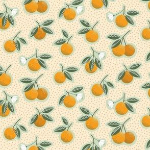 (M) Vintage oranges and dots orange grove collection collection  Vanilla