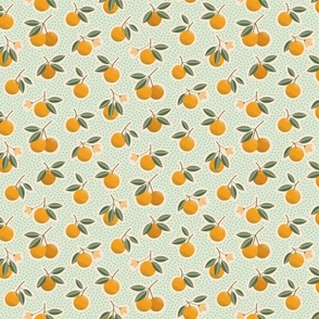 (S) Vintage oranges and dots orange grove collection mint green