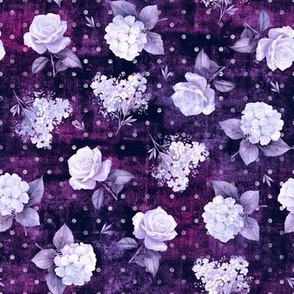 WHITE FLOWERS on crazy texture back PURPLE PINK