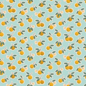 (S) Vintage oranges and dots orange grove collection light blue