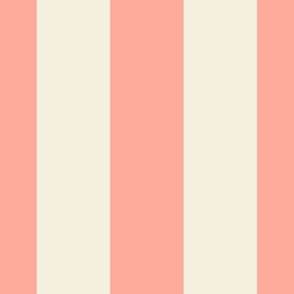 Beige-white-bold-regular-vertical-lines-on-vintage-kitschy-soft-pastel-1950s-peach-pink---XL-jumbo