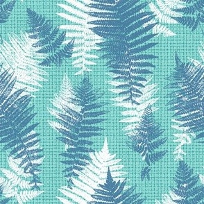 Natural Fern Leaves - blue, white, turquoise
