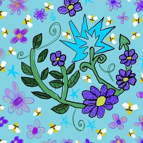 Sky Blue Spiky Flower
