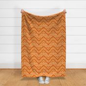 Moroccan Zig Zag  with Ginkgo Leaves in  Caramel Coffee Tones