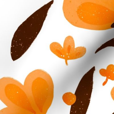 Brown and orange modern floral pattern on white background