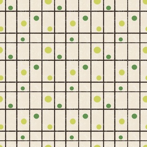 Medium Cream, Green, and Brown Checks Pickleball Court Geometric Textured Circles and Squares Coordinate