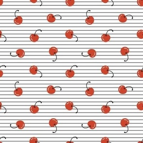 Cute red Cherries striped pattern