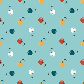 Cute Colorful Cherries Blue