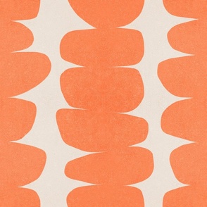 (M) Warm Minimal Abstract Organic Zen Pebbles 5. Coral orange on Taupe #warmminimalism #minimalabstract #retropebbles