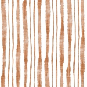 Smaller Scale Watercolor Vertical Textured Ribbon Stripes in Sunset Brown