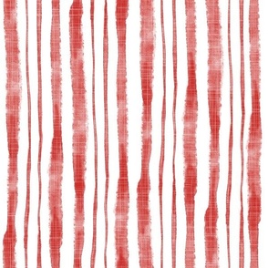 Smaller Scale Watercolor Vertical Textured Ribbon Stripes in Rustic Red