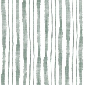 Smaller Scale Watercolor Vertical Textured Ribbon Stripes in Soft Pine Green