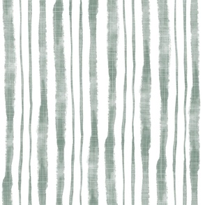 Bigger Scale Watercolor Vertical Textured Ribbon Stripes in Soft Pine Green