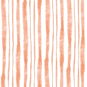 Bigger Scale Watercolor Vertical Textured Ribbon Stripes in Orange Spice