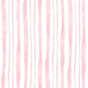 Bigger Scale Watercolor Vertical Textured Ribbon Stripes in Baby Pink