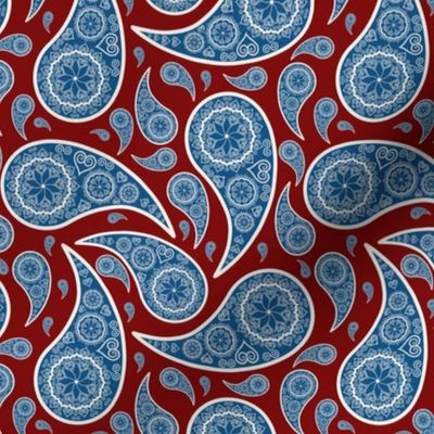 Scroll Heart Paisley - red, white, and blue small