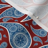 Scroll Heart Paisley - red, white, and blue small