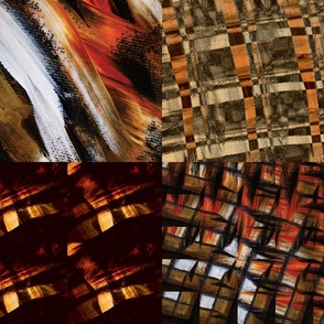 quilt one yard fat quarters  cities modern artistic brush strokes paint tangerine orange black