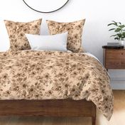 Watercolor florals monochromatic in sandy beige Large scale